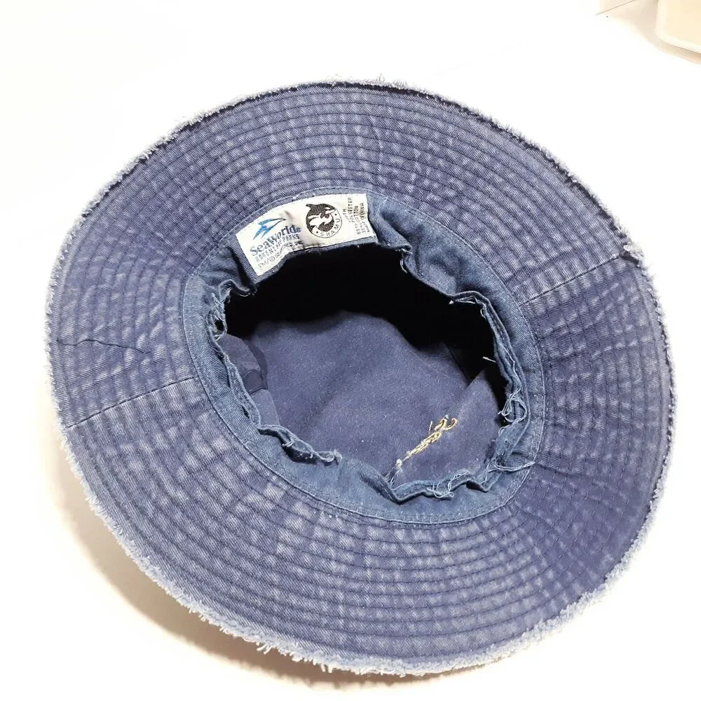 Sea World Adventure Parks Bucket Hat Blue Embroidered Youth One Size